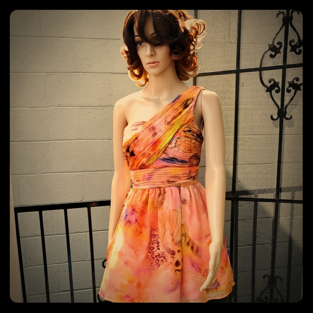 Peach floral summer dress
